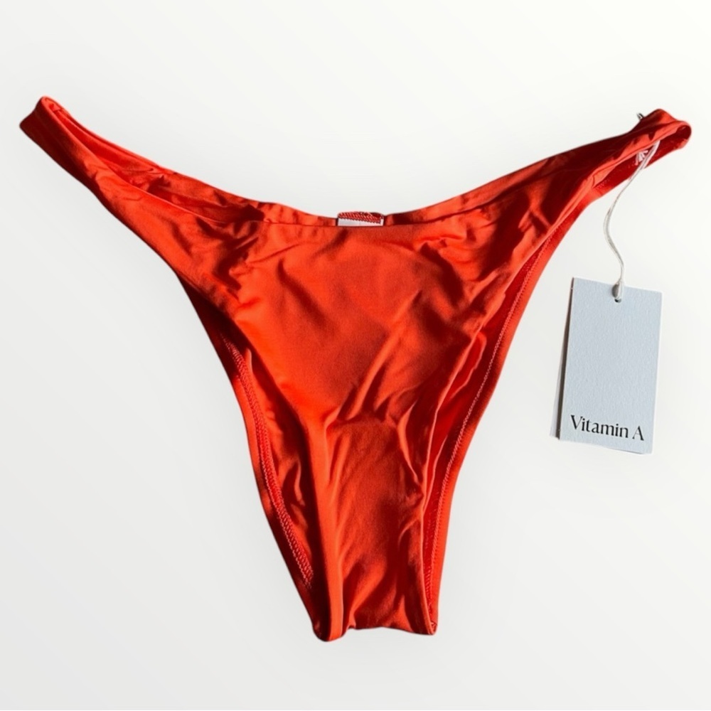 Vitamin A California High Leg Orange Bikini Bottoms Size XL NWT
